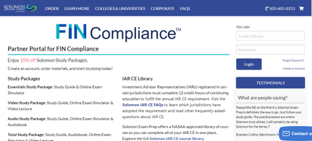 FIN Compliance Newest Continuing Education partner - Solomon Exam Prep